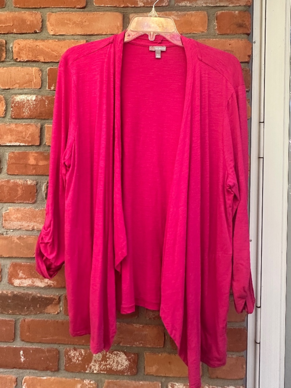 Talbots Open Front Draped Cardigan Fuchsia Hot Pink XLP XL Petite